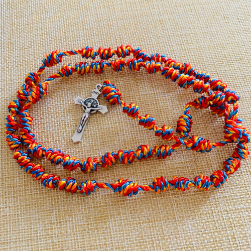 Cheerful Rainbow Knotted Rope Rosary