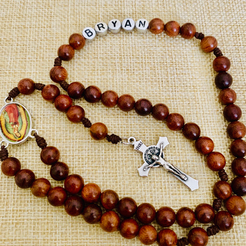 Personalized Guadalupe Sandalwood Rosary