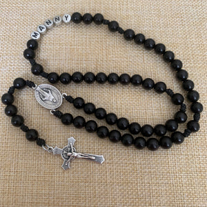 Personalized Black Wood Rosary
