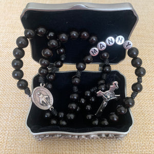 Personalized Black Wood Rosary