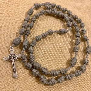Silvery Medallion Rope Rosary