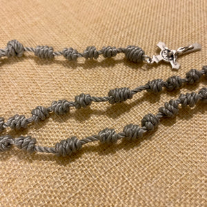 Silvery Medallion Rope Rosary