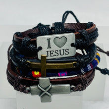 Load image into Gallery viewer, Unisex Cross Leather Bracelet