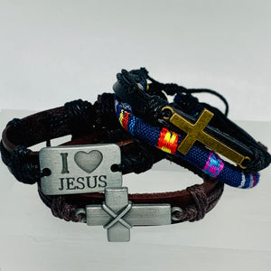 Unisex Cross Leather Bracelet