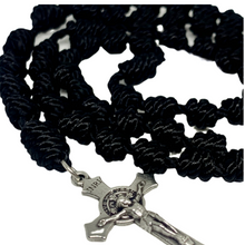 Load image into Gallery viewer, Black Knotted Rope Rosary