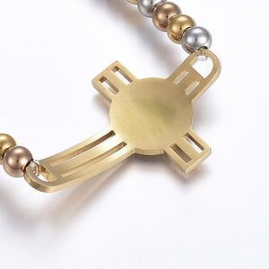 St. Benedict Silver Gold Stretch Bracelet