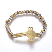 Load image into Gallery viewer, St. Benedict Silver Gold Stretch Bracelet