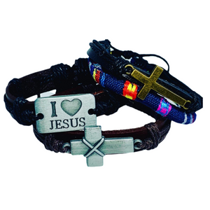 Unisex Cross Leather Bracelet