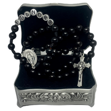 Load image into Gallery viewer, Personalized Black Wood Rosary