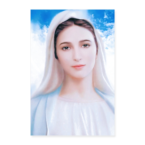 Blessed Mother Mary, Queen of Peace Poster 8x12 - white
