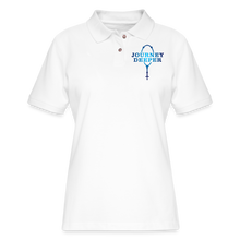 Load image into Gallery viewer, Journey Deeper Women&#39;s Pique Polo Shirt - white