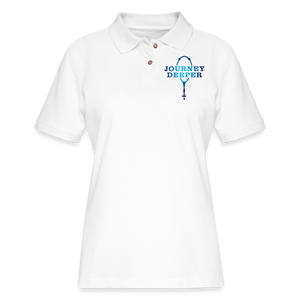 Journey Deeper Women's Pique Polo Shirt - white